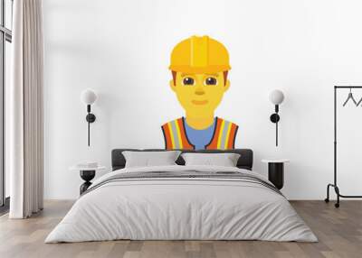 Construction Worker Vector Isolated Character. Construction Worker Icon Wall mural