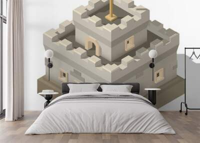 Vector isometric fantasy medieval castle. Game design fortress concept. Wall mural