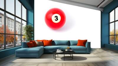 billiard ball three isolated on a white background Wall mural