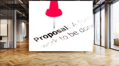 Word PROPOSAL pinned on white paper with red pushpin Wall mural