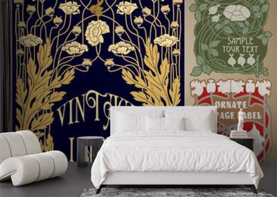 vector vintage items: label art nouveau Wall mural