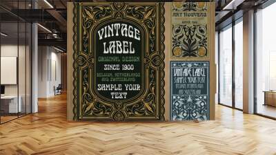 vector vintage items: label Art Nouveau Wall mural