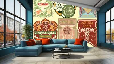 vector vintage items: label art nouveau Wall mural