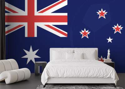 The national flags of Australia and New Zealand combined as one with a soccer football superimposed on them Wall mural