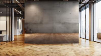 3d rendering of empty room with wooden floor and concrete wall Wall mural