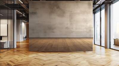 3d rendering of empty room with wooden floor and concrete wall Wall mural