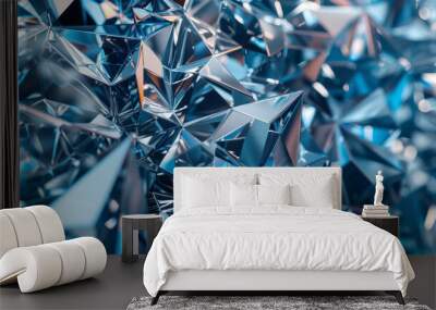 Abstract diamond texture wallpaper with geometric shapes and blue tones Wall mural