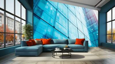 Blurred glass wall of modern business office building as background Wall mural