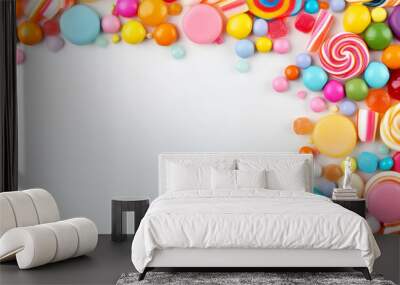 Colorful candy background banner, copy space photo Wall mural