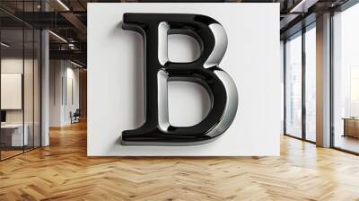 Elegant black glass letter B on a white background Wall mural