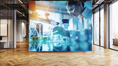 Professional health care researchers working in life of medical science laboratory, technology of medicine chemistry lap experiment for hospital Wall mural