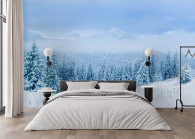 Winter tree in snow Wall mural