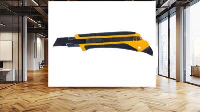 A yellow and black craft knife isolated on a white background Wall mural