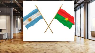 Background for designers. National Day. 3D model National flags Argentine and Burkina Faso Wall mural