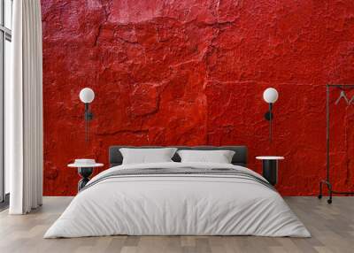 Old wall painted in bright red paint Wall mural