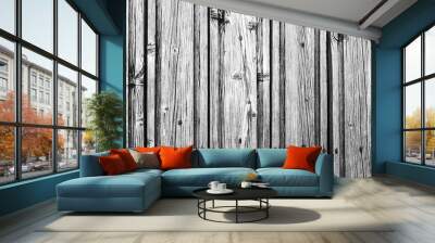 old wooden gray wall of boards - vintage background Wall mural