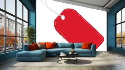 Realistic discount red leather tag for sale promotion. label template. Wall mural