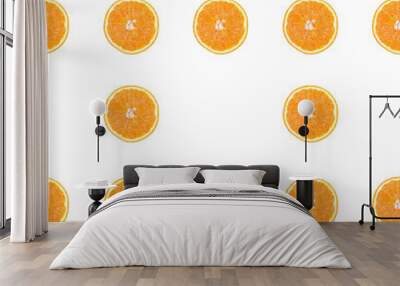 Seamless pattern of isolated slices of orange. Wallpaper for background, design and packaging Wall mural