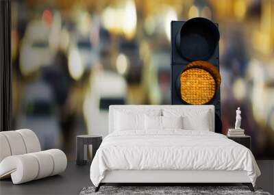 Yellow traffic light Wall mural