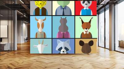 Animal Avatar Icon Set Wall mural