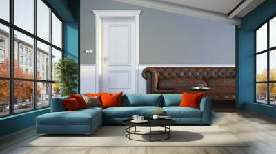 Door with sofa in empty room interior scene Wall mural