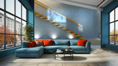 modern stair from wood and glass Wall mural