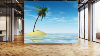 tropical island with coconut palm tree Wall mural