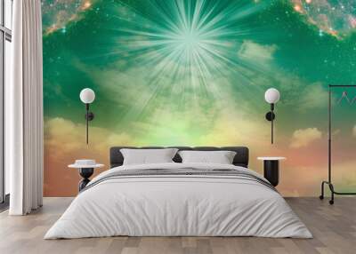 abstract angel spiritual mystic mystical magic magical religious background with stars and divine angelic light  Wall mural