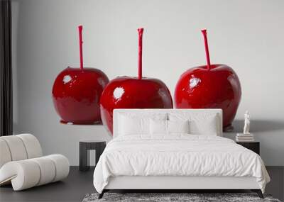 Realistic photograph of a complete Candy apples,solid stark white background, focused lighting Wall mural