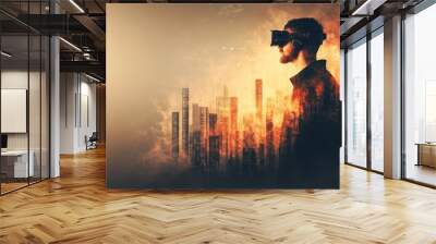 Virtual Reality Investment Risk Analysis, immersive finance tools, engaging 3D visualizations for enhanced decision-making Wall mural