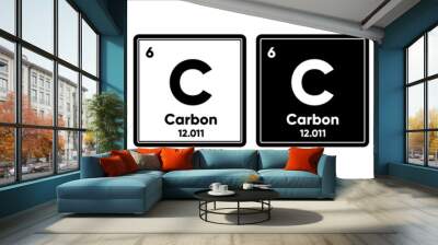 Carbon chemical element with 6 atomic number, atomic mass and electronegativity values. Periodic table concept. Logo in four design. Simple black, realistic and color logo. Vector Generative AI Wall mural