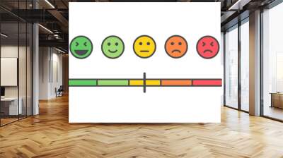 People rating scale in the form of emotions with an angry face and a happy face. Feedback or satisfaction rating. Wall mural