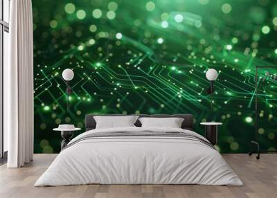 Abstract Green Circuit Board Technology Background. Wall mural