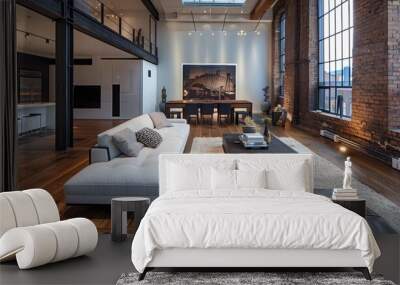 From Factory to Fabulous: Industrial Warehouse Transformed into Stylish Modern Apartment Wall mural