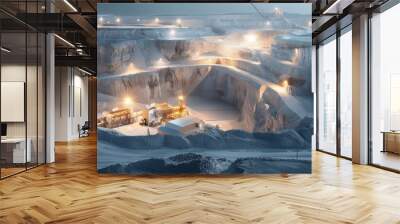 Illuminated Nighttime Operations at a Cutting-Edge Mineral Processing Plant Wall mural