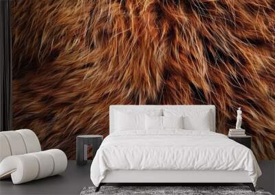 Panoramic close-up, high detail scan of bear skin material, Generative AI Wall mural