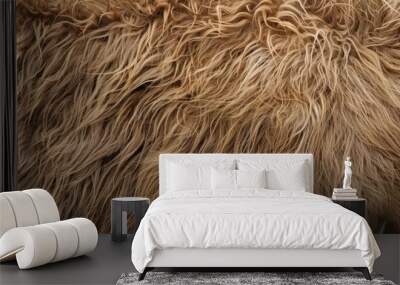 Panoramic close-up, high detail scan of camel hair fur material, Generative AI  Wall mural