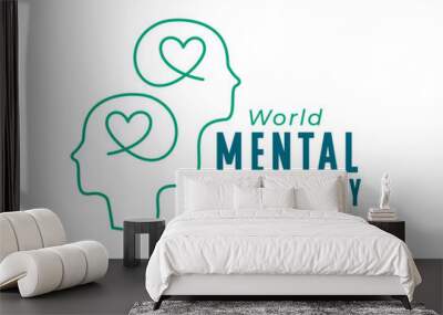 10th october world mental health day poster with line art human head Wall mural