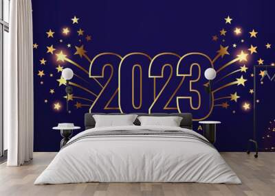 2023 new year celebration banner with bursting star design Wall mural