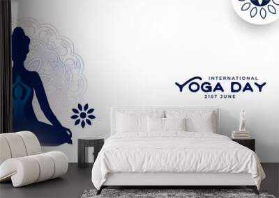 21st june yoga day white banner for social media post Wall mural