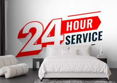 24 hour service 3d text background Wall mural