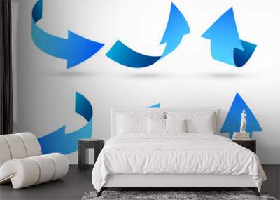 3d blue arrows set in different angles Wall mural