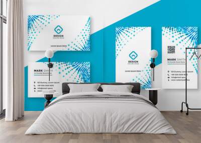 abstract blue halftone business card design set Wall mural