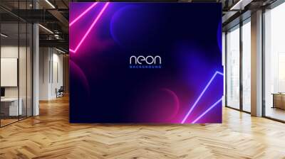 abstract geometric neon lights line 3d background Wall mural