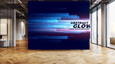 abstract glowing speed motion lines in forward direction Wall mural