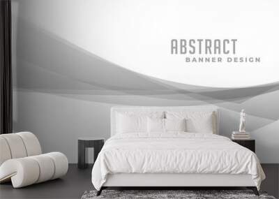 abstract gray wavy shape on white banner design Wall mural