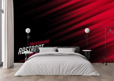 abstract halftone lines in red and black color Wall mural