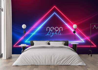 abstract neon triangle with wave lights banner Wall mural