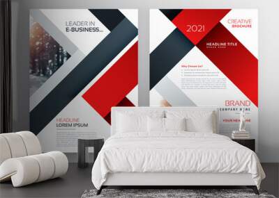 abstract red black geometric brochure design template Wall mural