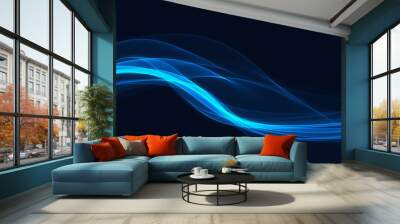 abstract smooth blue light streak wave background Wall mural